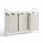 Panier à linge 3 compartiments avec étagère – Tri du linge pratique