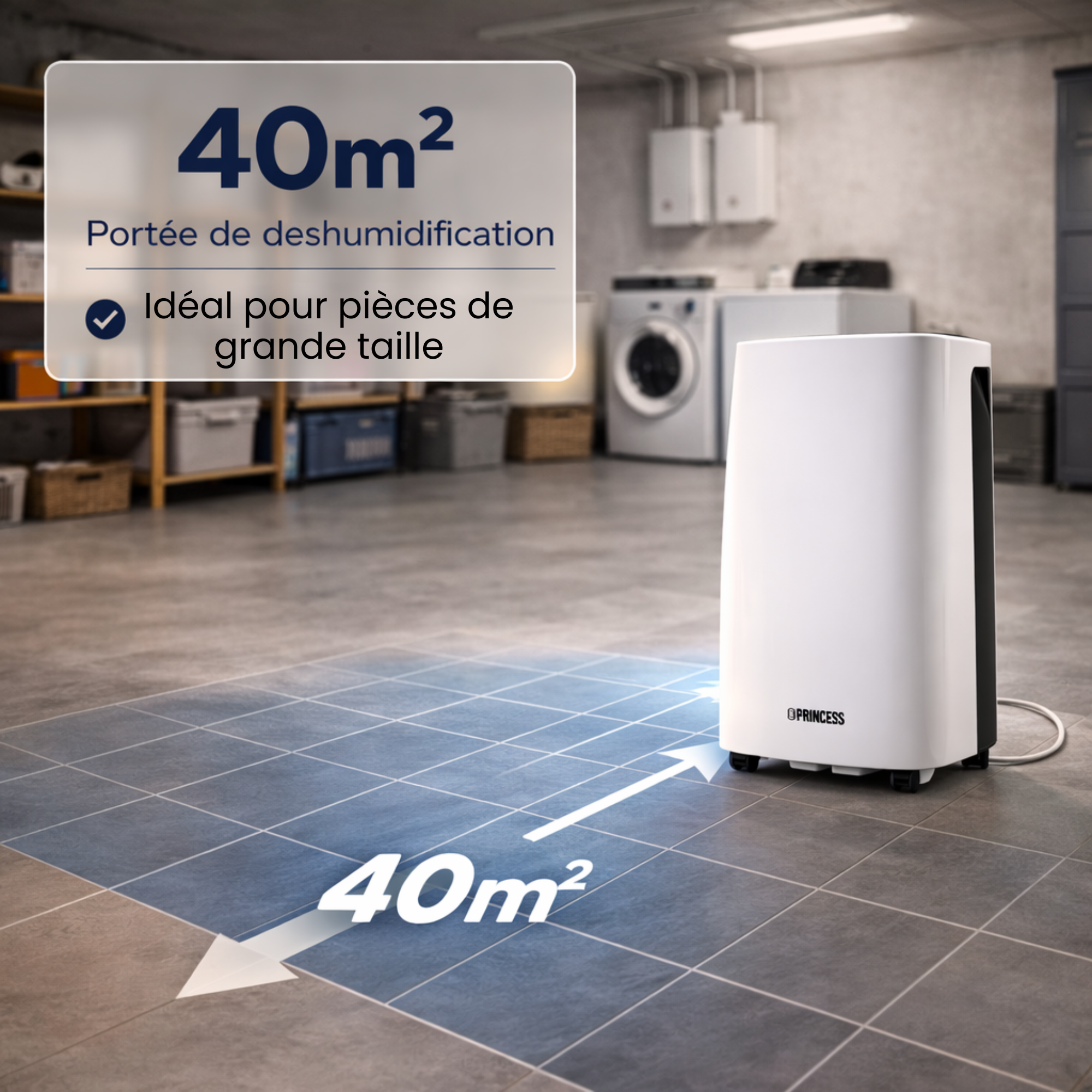 Déshumidificateur Princess 20L - Pièces jusqu’à 40 m²