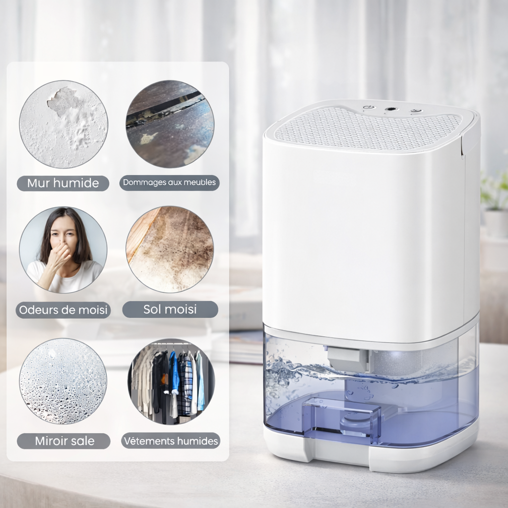 Déshumidificateur compact 36 W – Pièces 25 m²